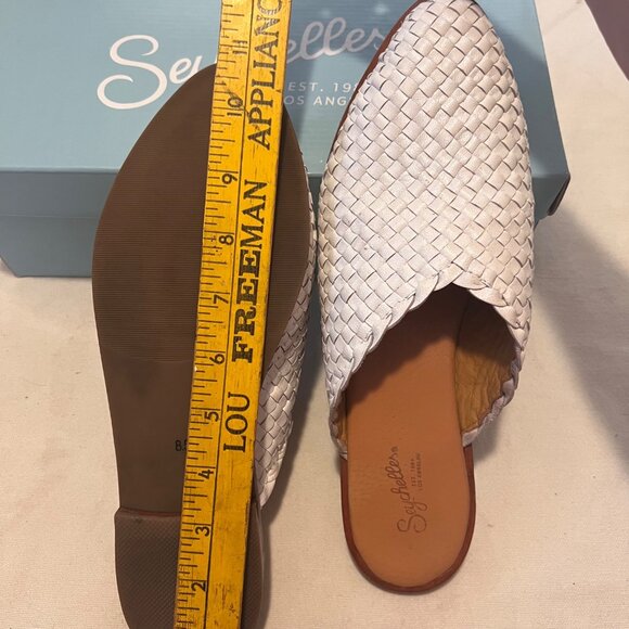 Seychelles Places To Go Size 8.5 White Leather Woven Slip-On Mules Comfort Casua - Picture 7 of 15